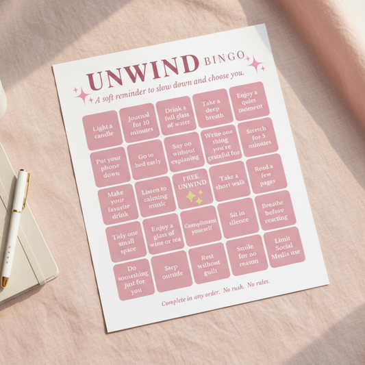 🌸 UNWIND BINGO Card – Digital Download